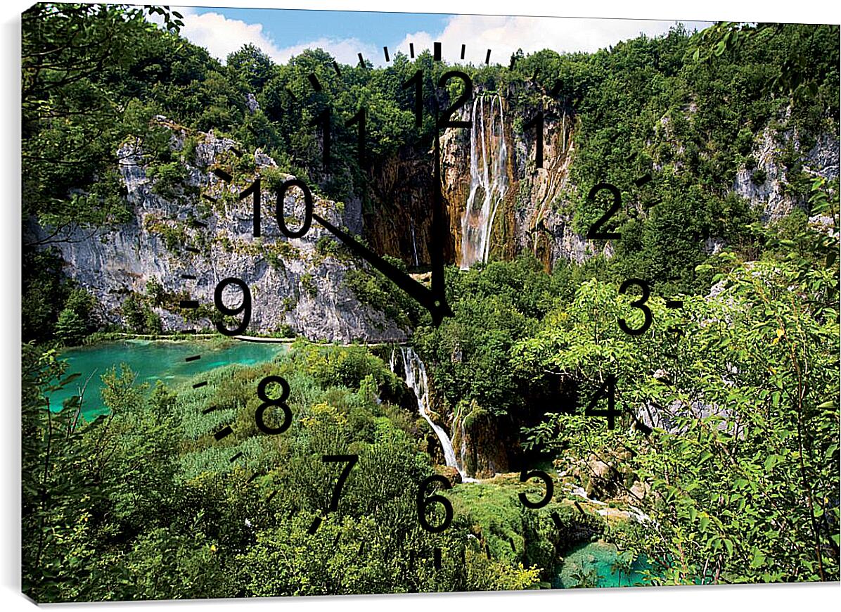 Часы картина - Скалы и Плитвицкое озеро