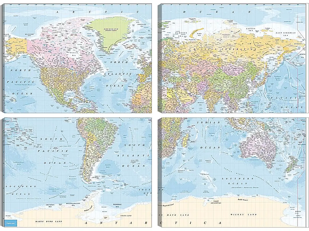 Модульная картина - Карта мира