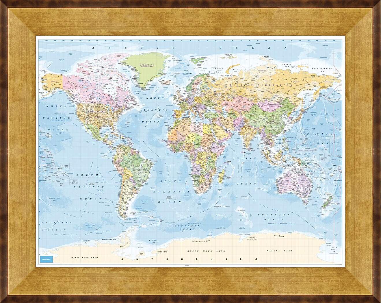 Картина в раме - Карта мира