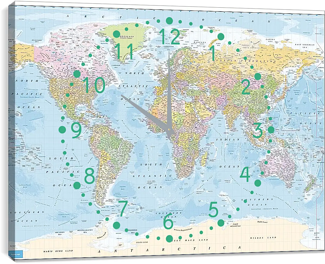 Часы картина - Карта мира