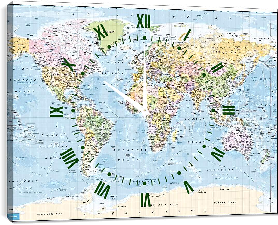 Часы картина - Карта мира