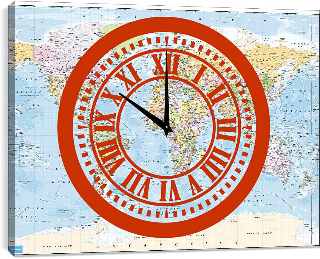 Часы картина - Карта мира