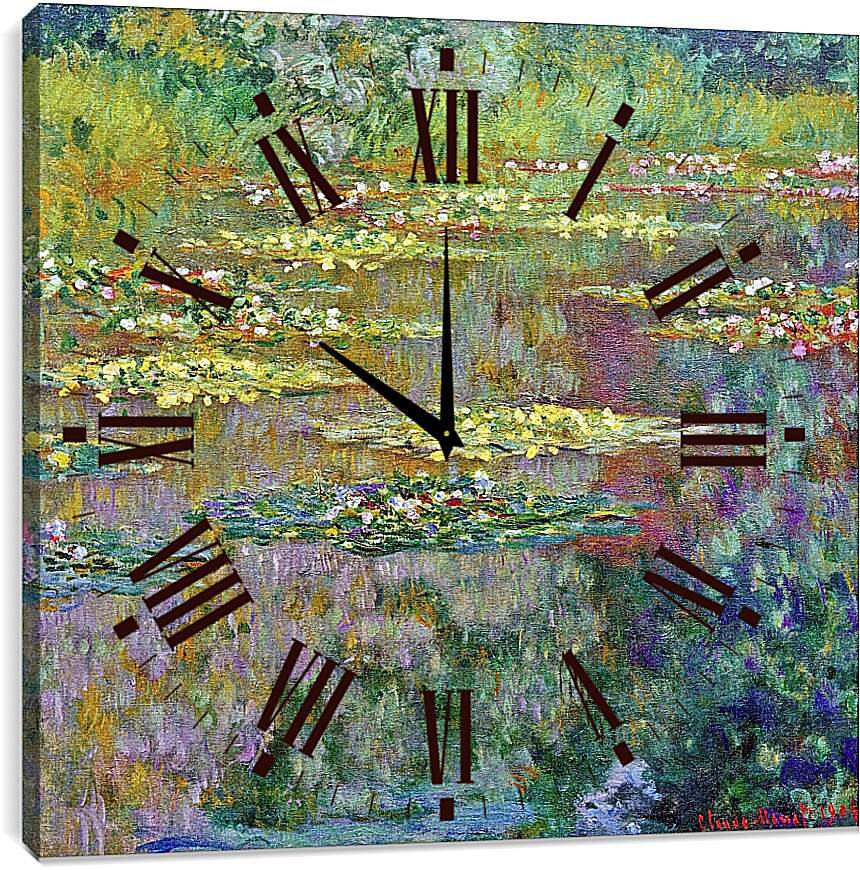 Часы картина - Sea Rose Pond. Клод Моне