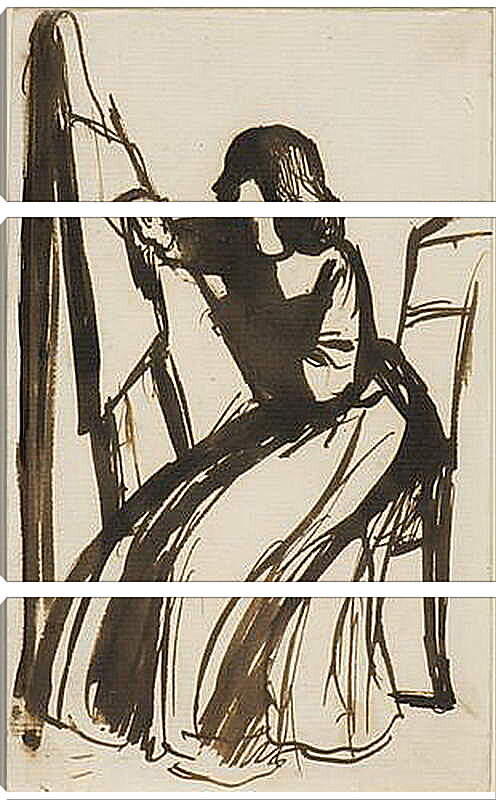 Модульная картина - Elizabeth Siddal Seated at an Easel. Данте Габриэль Россетти