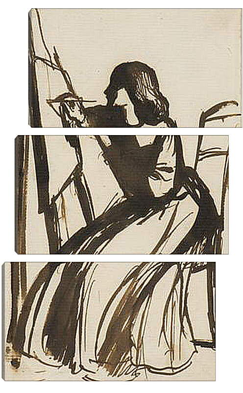 Модульная картина - Elizabeth Siddal Seated at an Easel. Данте Габриэль Россетти
