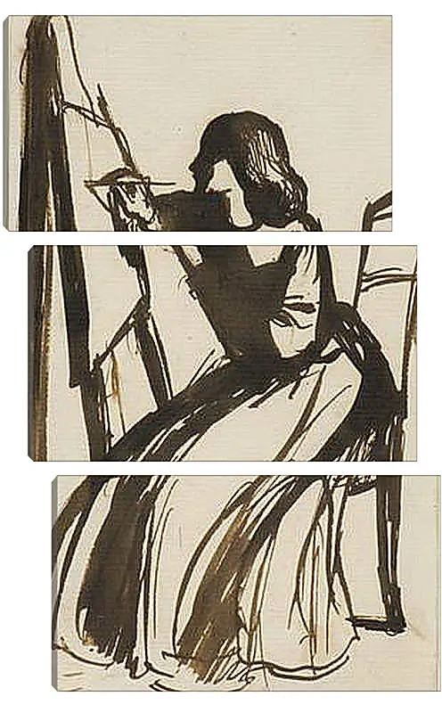 Модульная картина - Elizabeth Siddal Seated at an Easel. Данте Габриэль Россетти