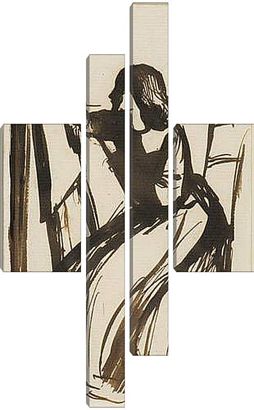 Модульная картина - Elizabeth Siddal Seated at an Easel. Данте Габриэль Россетти