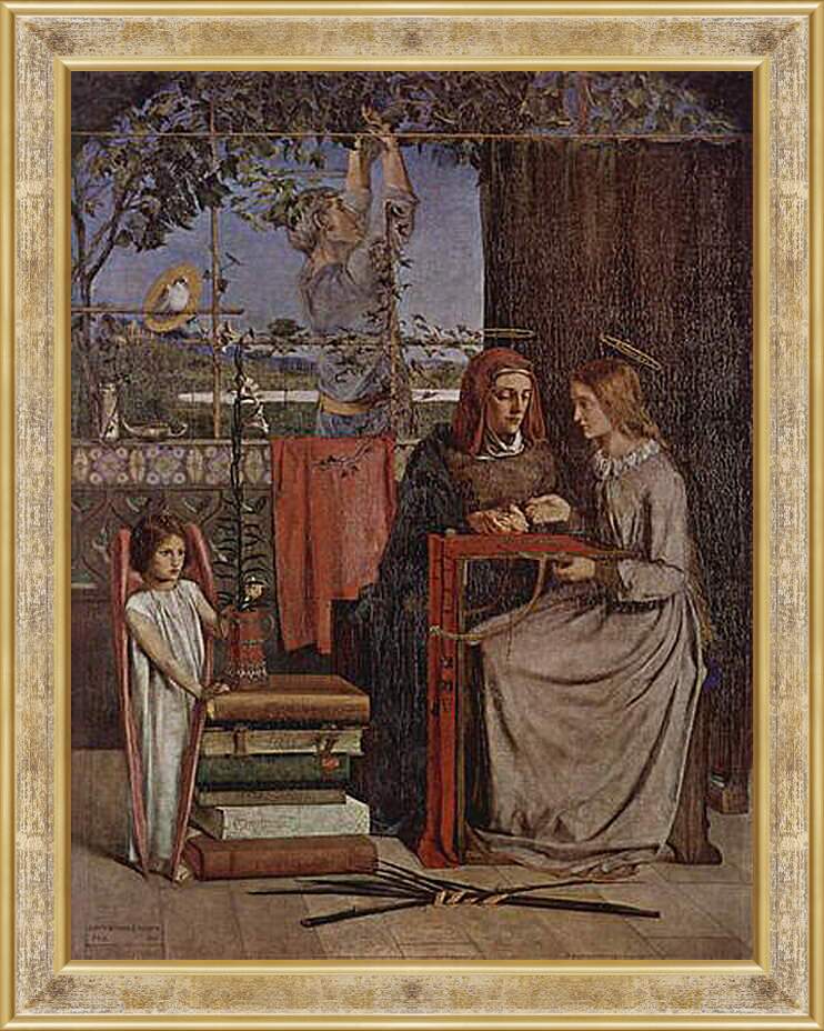 Картина в раме - The Girlhood of Mary Virgin. Данте Габриэль Россетти