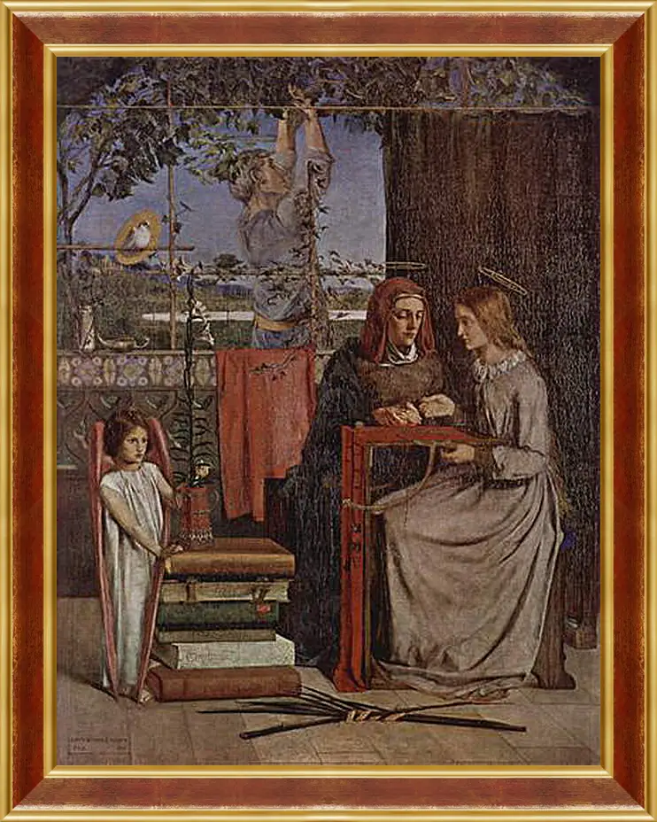 Картина в раме - The Girlhood of Mary Virgin. Данте Габриэль Россетти