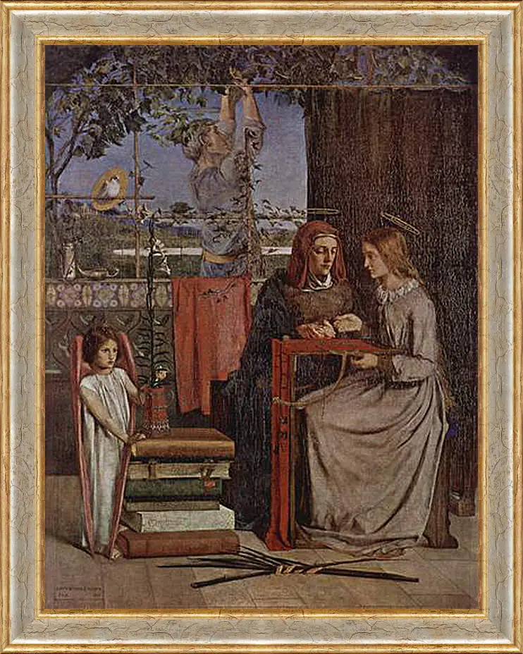 Картина в раме - The Girlhood of Mary Virgin. Данте Габриэль Россетти