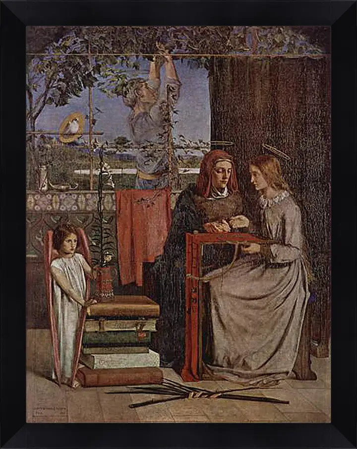 Картина в раме - The Girlhood of Mary Virgin. Данте Габриэль Россетти