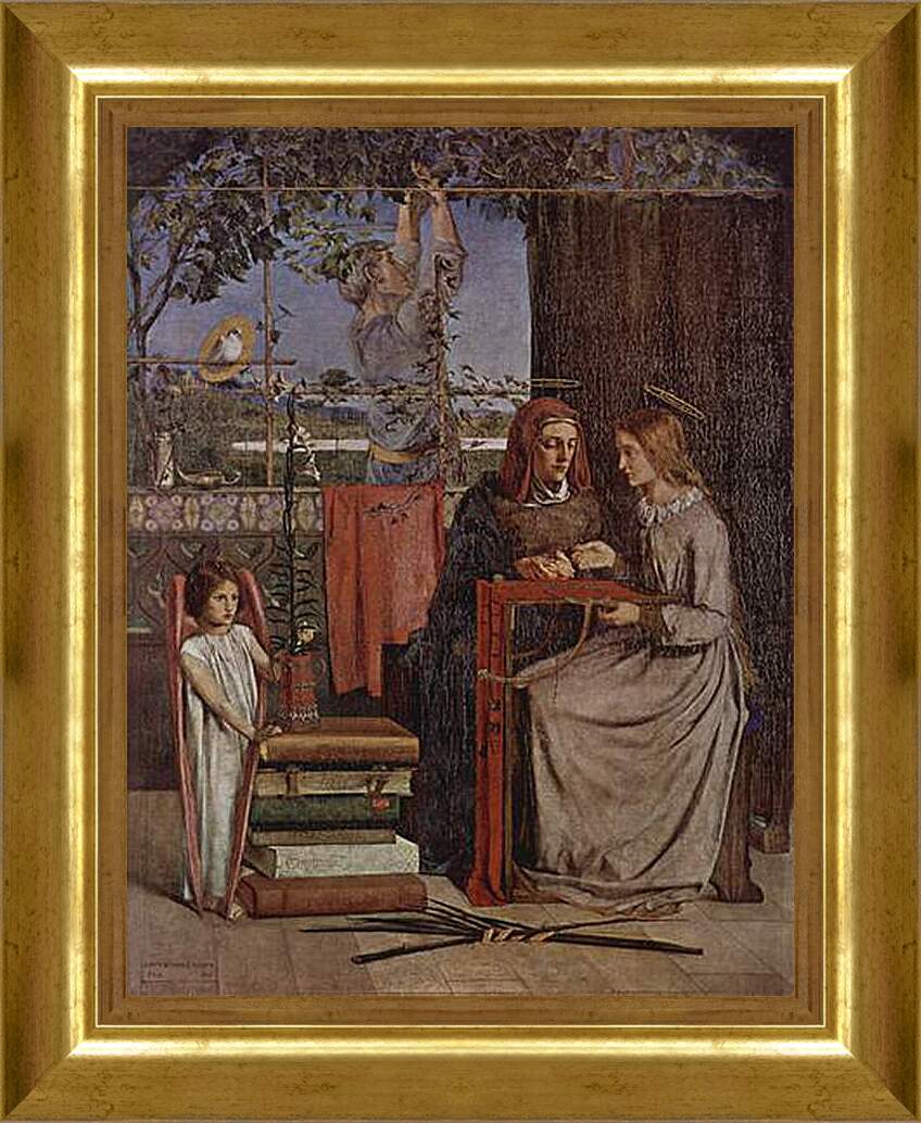 Картина в раме - The Girlhood of Mary Virgin. Данте Габриэль Россетти
