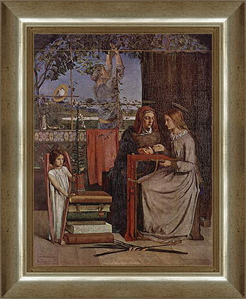 Картина в раме - The Girlhood of Mary Virgin. Данте Габриэль Россетти

