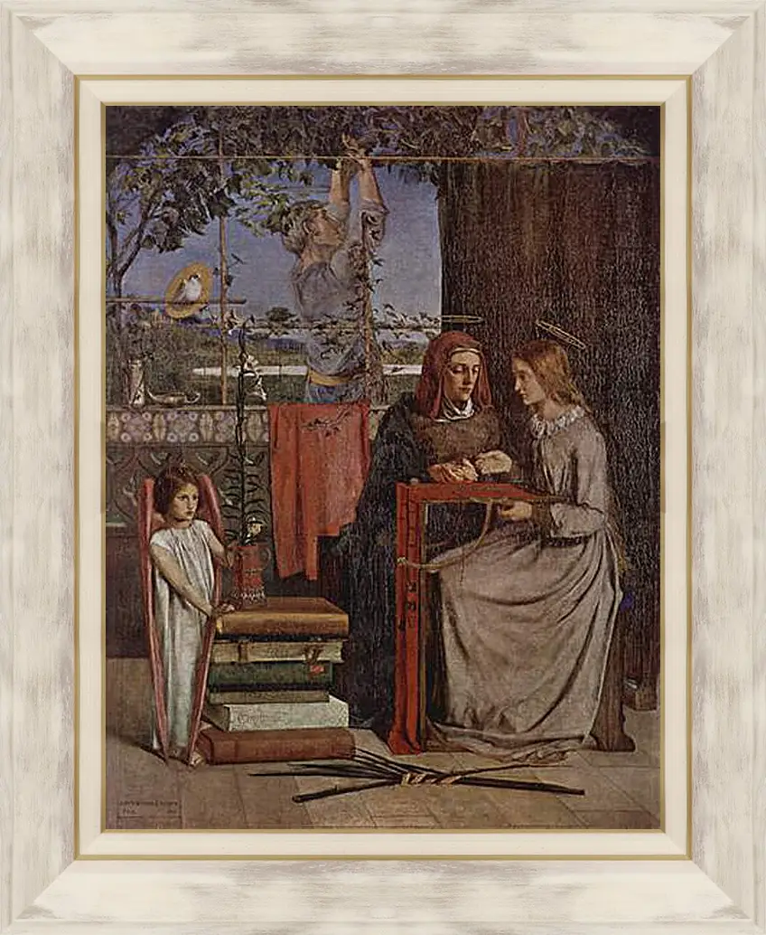 Картина в раме - The Girlhood of Mary Virgin. Данте Габриэль Россетти