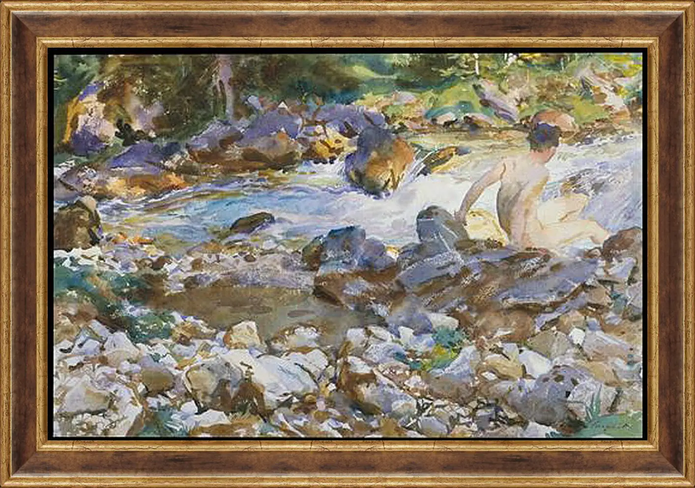 Картина в раме - Mountain Stream - Горный поток. Джон Сингер Сарджент