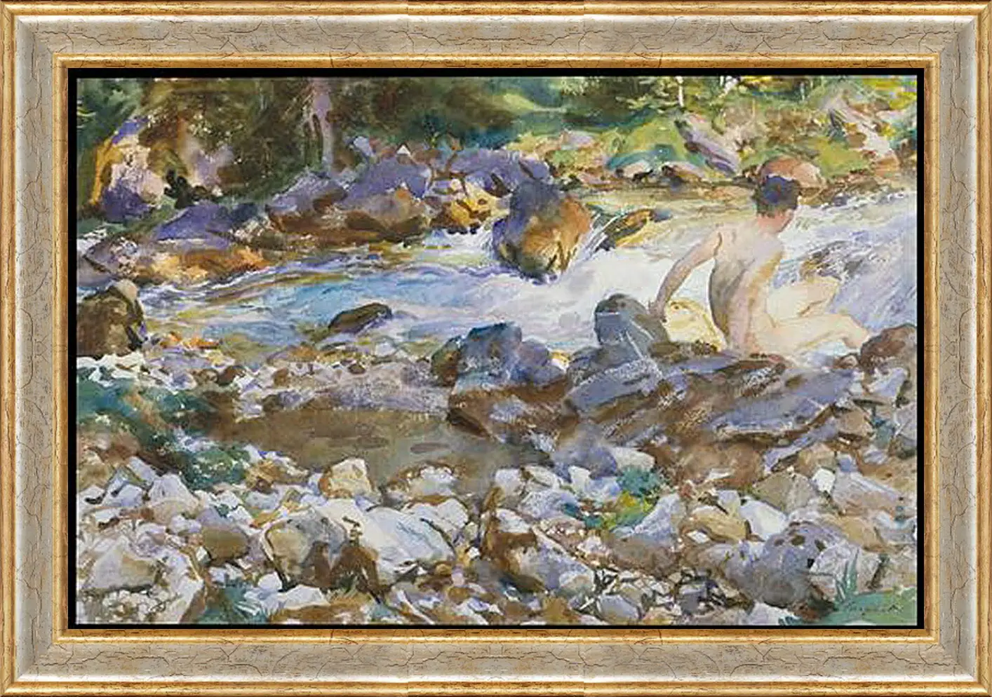Картина в раме - Mountain Stream - Горный поток. Джон Сингер Сарджент