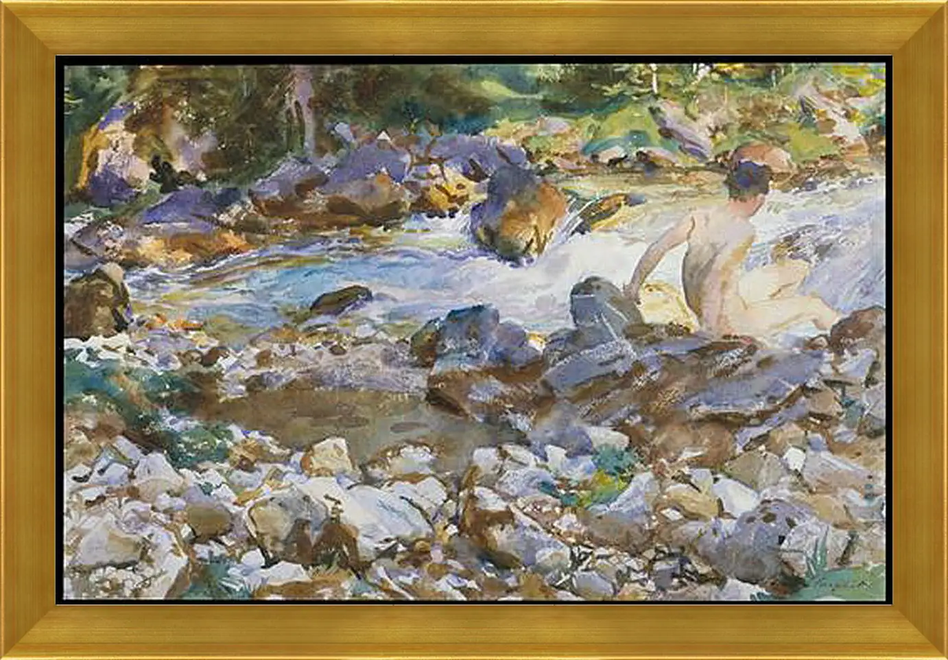 Картина в раме - Mountain Stream - Горный поток. Джон Сингер Сарджент