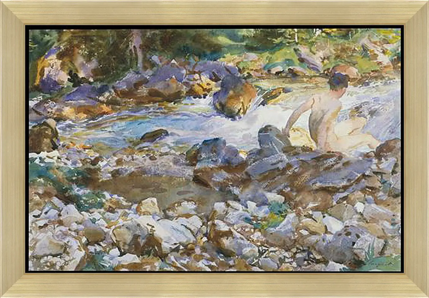 Картина в раме - Mountain Stream - Горный поток. Джон Сингер Сарджент