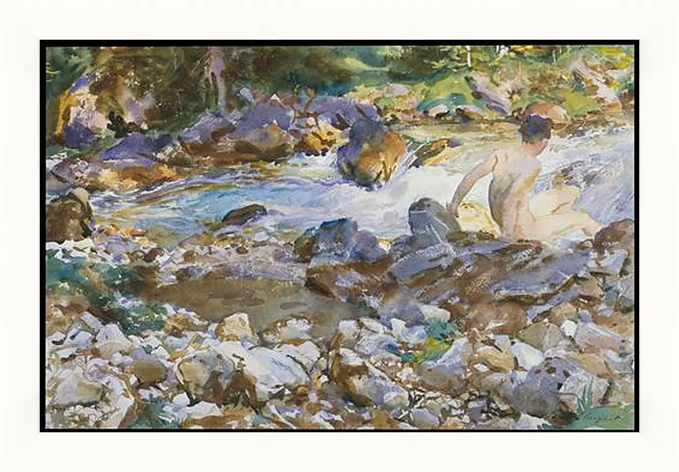 Картина в раме - Mountain Stream - Горный поток. Джон Сингер Сарджент