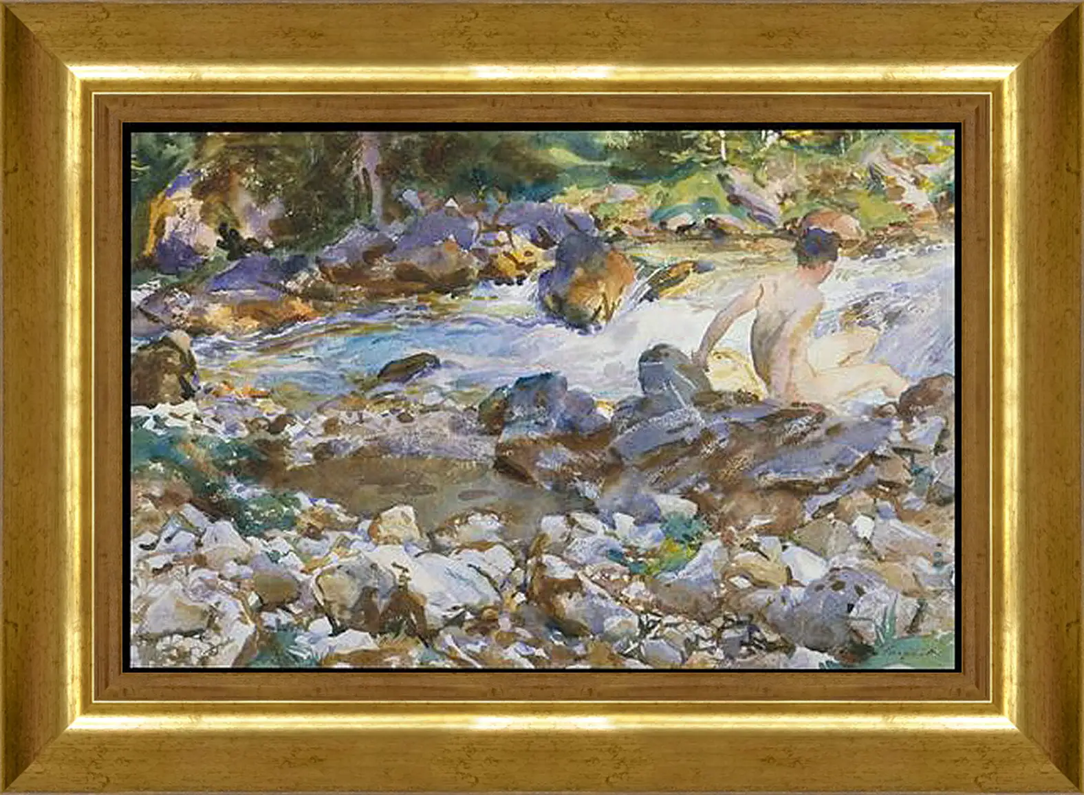 Картина в раме - Mountain Stream - Горный поток. Джон Сингер Сарджент