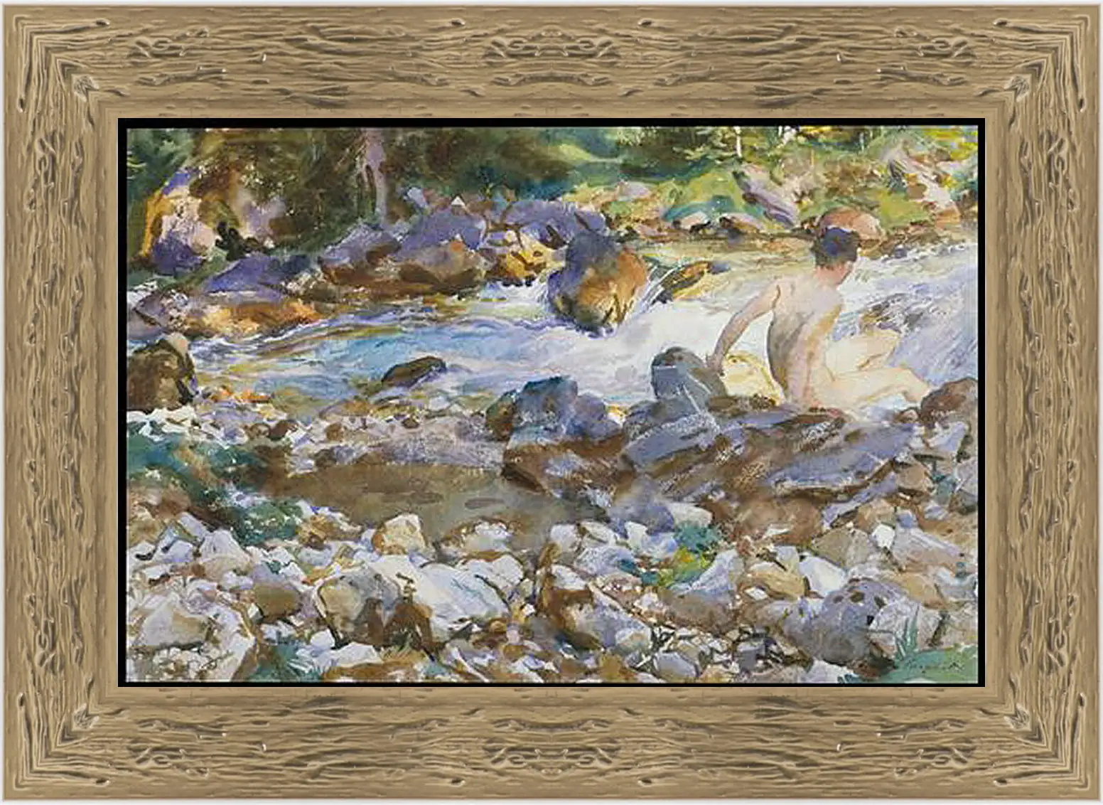 Картина в раме - Mountain Stream - Горный поток. Джон Сингер Сарджент