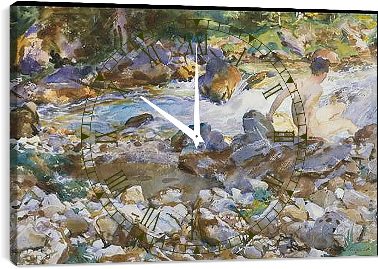 Часы картина - Mountain Stream - Горный поток. Джон Сингер Сарджент