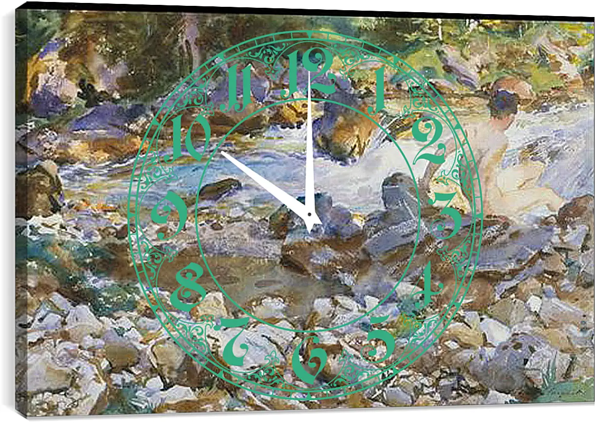 Часы картина - Mountain Stream - Горный поток. Джон Сингер Сарджент