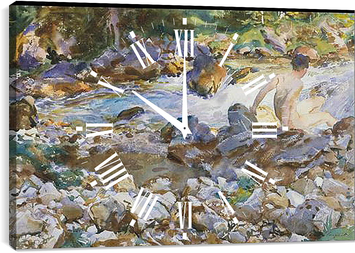 Часы картина - Mountain Stream - Горный поток. Джон Сингер Сарджент
