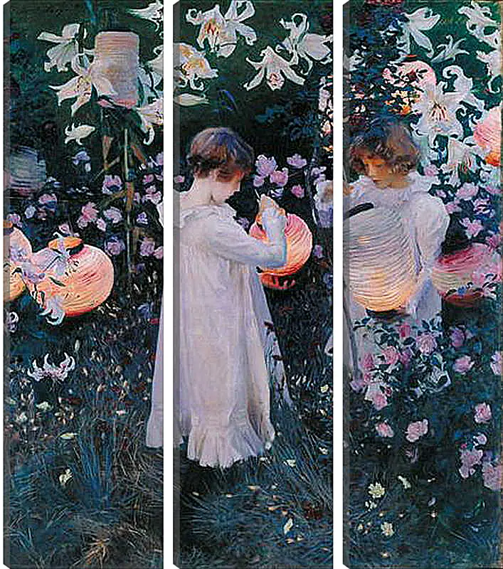 Модульная картина - Carnation, Lily, Lily, Rose - Гвоздика, лилия, лилия, роза. Джон Сингер Сарджент