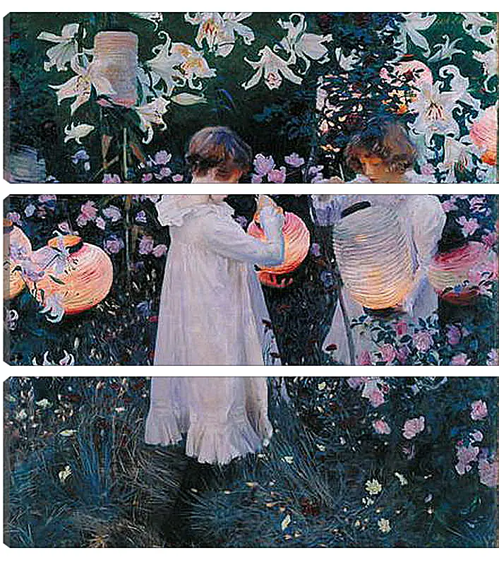 Модульная картина - Carnation, Lily, Lily, Rose - Гвоздика, лилия, лилия, роза. Джон Сингер Сарджент