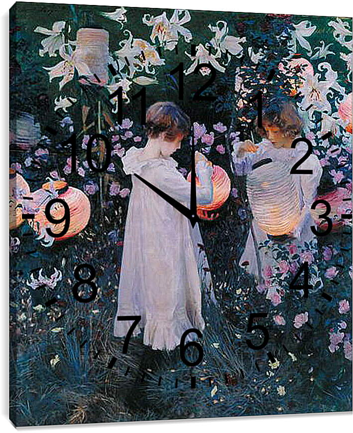 Часы картина - Carnation, Lily, Lily, Rose - Гвоздика, лилия, лилия, роза. Джон Сингер Сарджент
