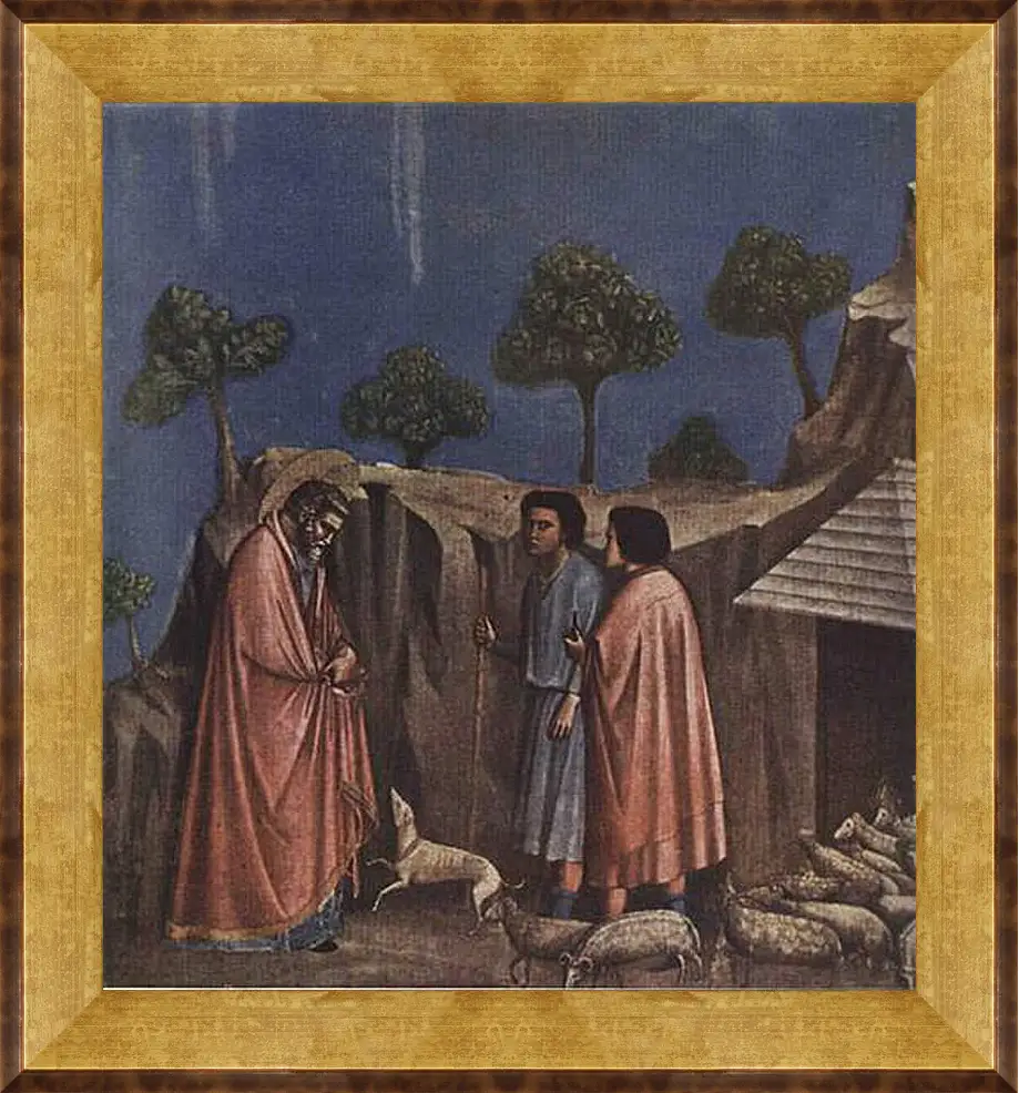 Картина в раме - Joaquim at shepherds - Иоаким у пастухов. Джотто ди Бондоне