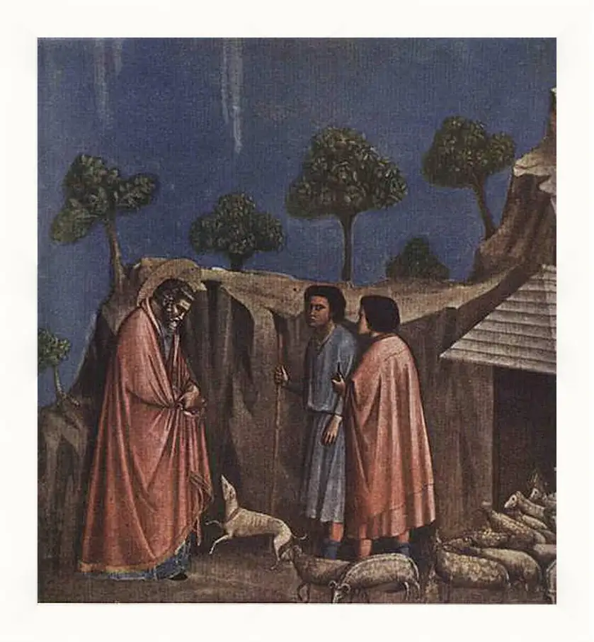 Картина в раме - Joaquim at shepherds - Иоаким у пастухов. Джотто ди Бондоне