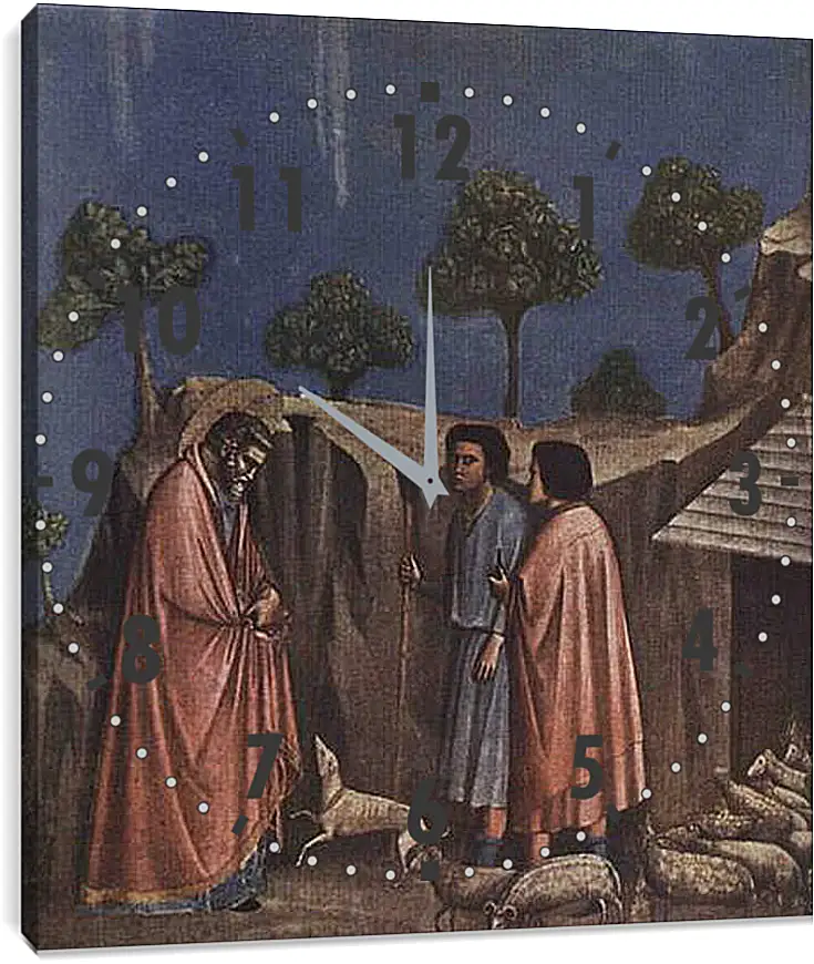 Часы картина - Joaquim at shepherds - Иоаким у пастухов. Джотто ди Бондоне
