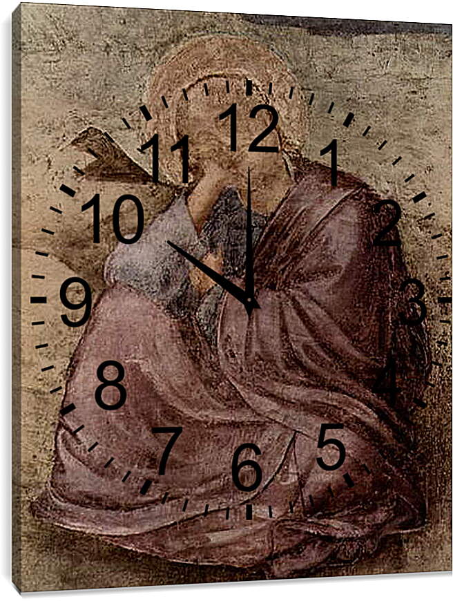 Часы картина - Видение Иоанна на острове Патмос. Фрагмент стенной росписи секко. Джотто ди Бондоне
