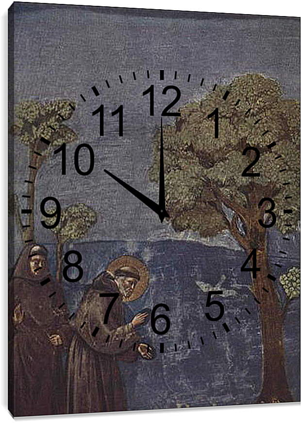 Часы картина - Проповедь Святого Франциска птицам. Фрагмент. Джотто ди Бондоне
