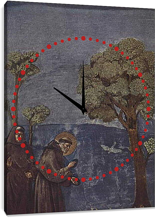 Часы картина - Проповедь Святого Франциска птицам. Фрагмент. Джотто ди Бондоне
