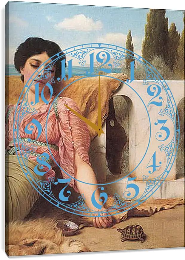 Часы картина - A Quiet Pet (Detail). Джон Уильям Годвард