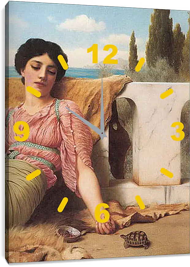 Часы картина - A Quiet Pet (Detail). Джон Уильям Годвард