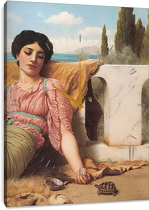 Часы картина - A Quiet Pet (Detail). Джон Уильям Годвард