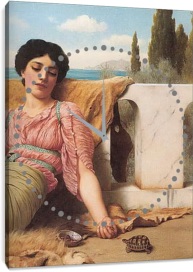 Часы картина - A Quiet Pet (Detail). Джон Уильям Годвард