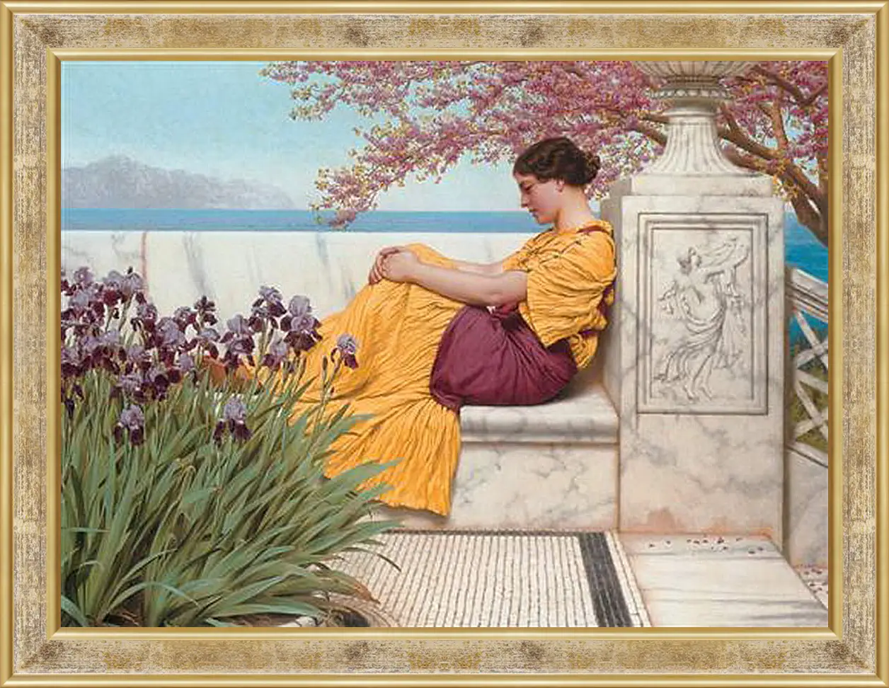Картина в раме - Under the Blossom that Hangs on the Bough. Джон Уильям Годвард