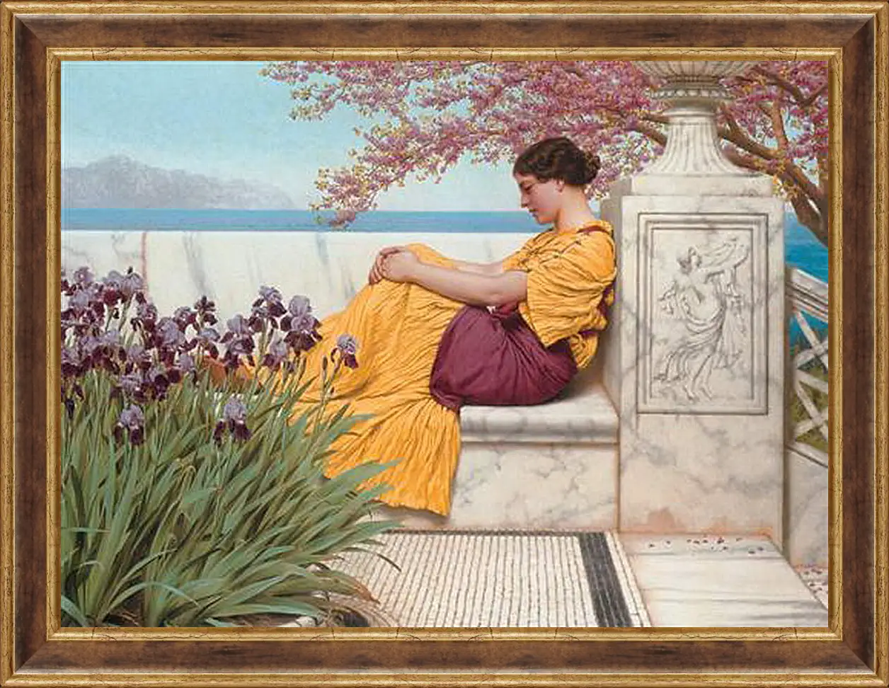 Картина в раме - Under the Blossom that Hangs on the Bough. Джон Уильям Годвард