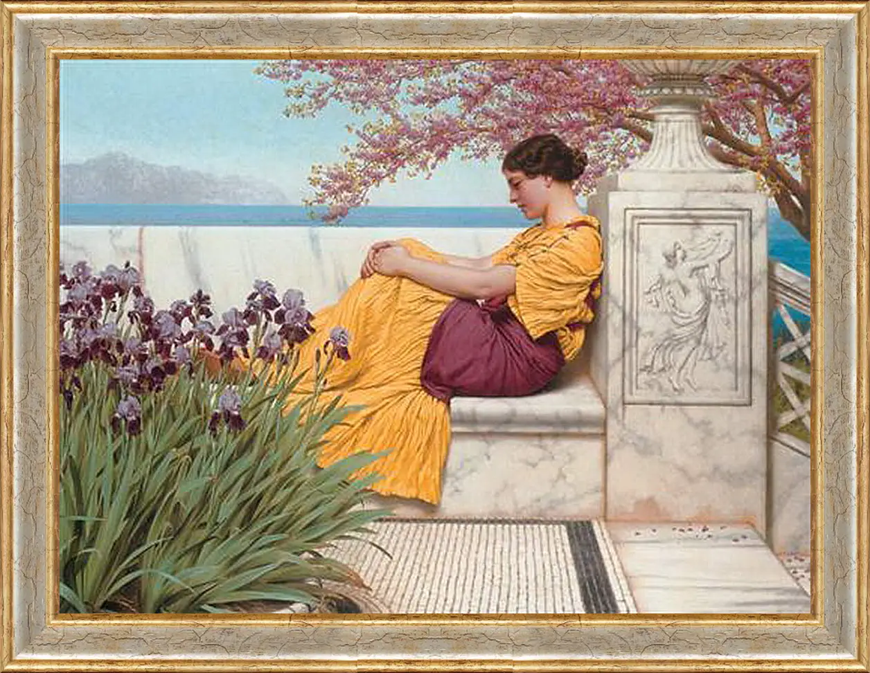 Картина в раме - Under the Blossom that Hangs on the Bough. Джон Уильям Годвард
