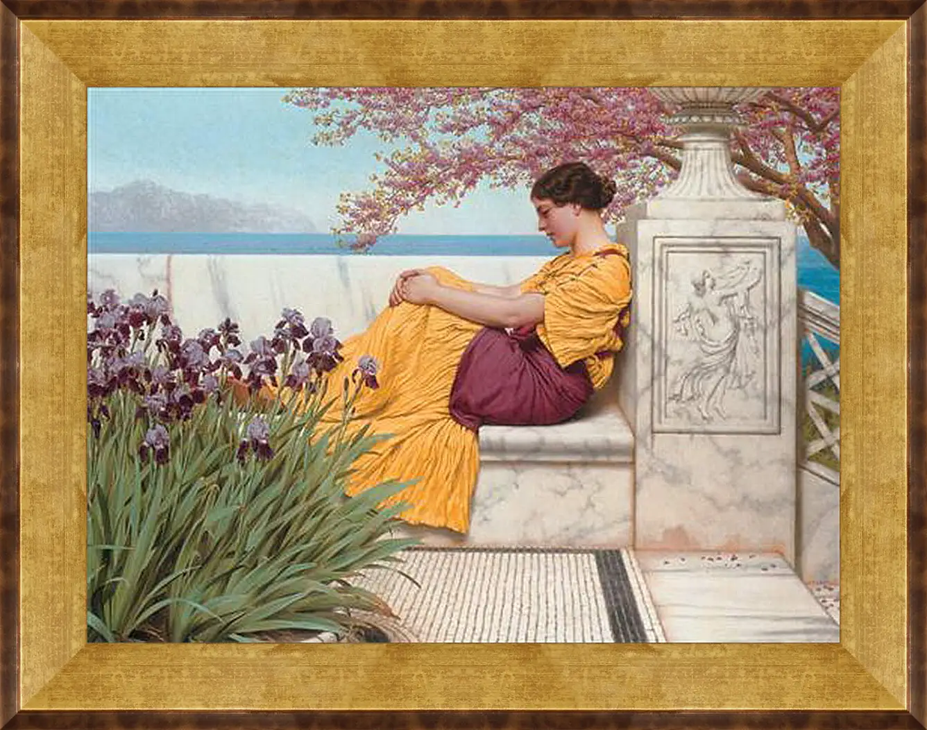 Картина в раме - Under the Blossom that Hangs on the Bough. Джон Уильям Годвард