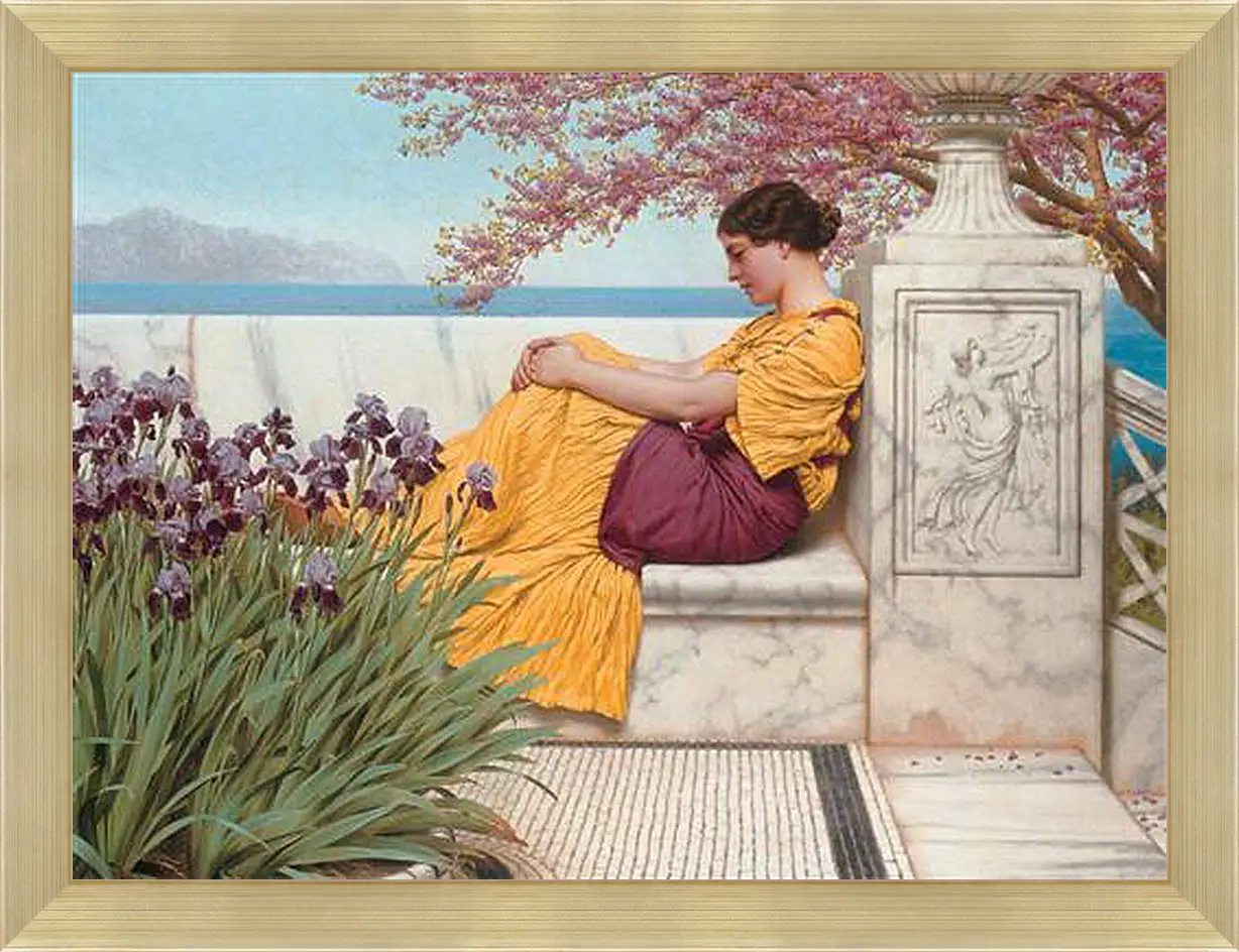 Картина в раме - Under the Blossom that Hangs on the Bough. Джон Уильям Годвард