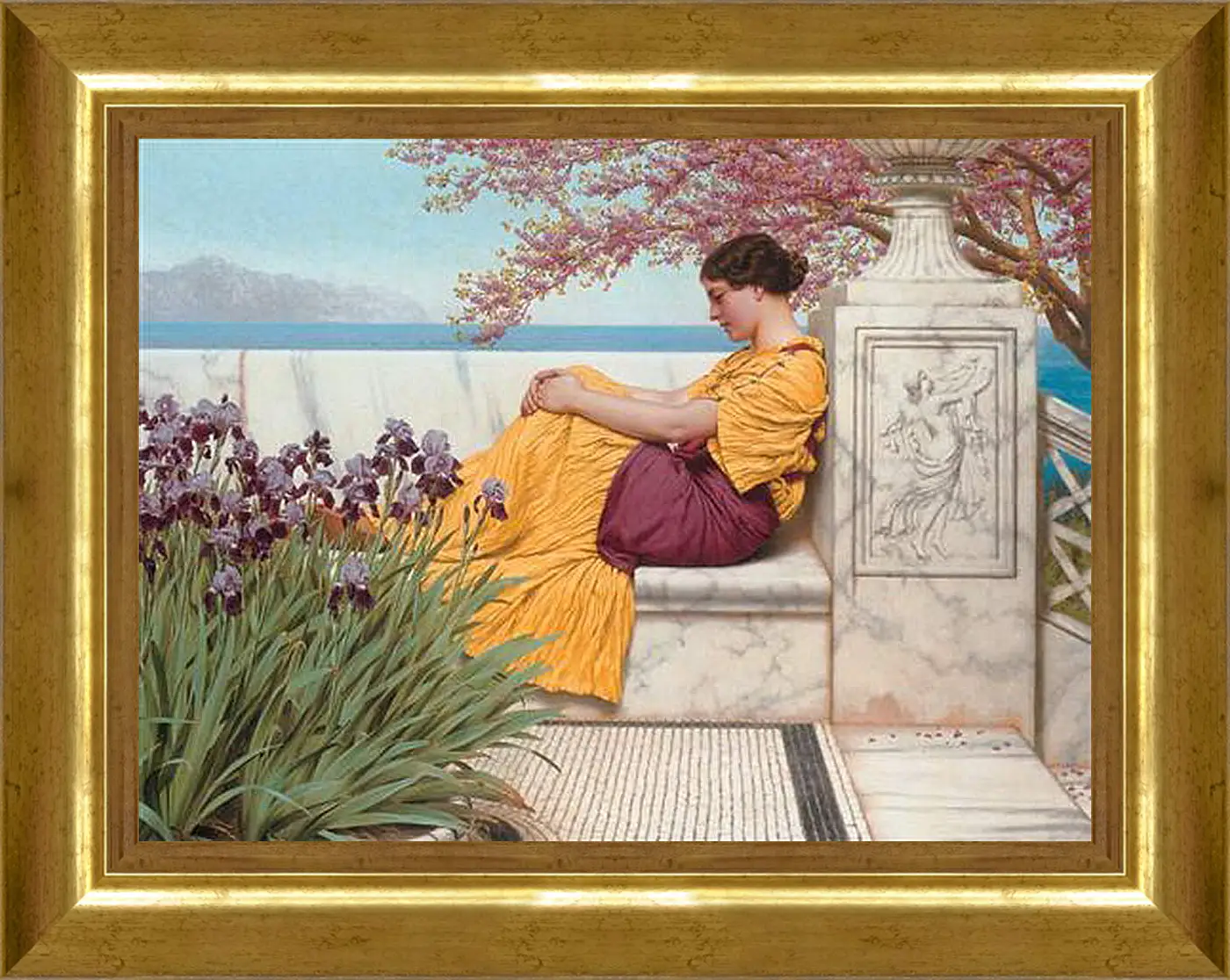 Картина в раме - Under the Blossom that Hangs on the Bough. Джон Уильям Годвард