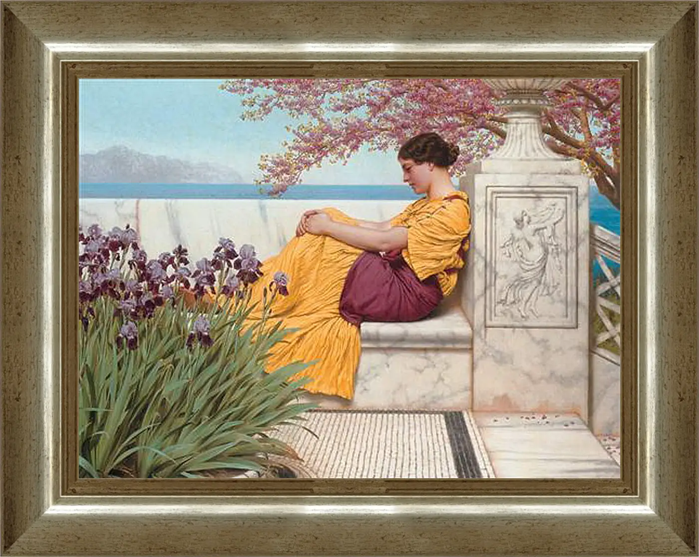 Картина в раме - Under the Blossom that Hangs on the Bough. Джон Уильям Годвард