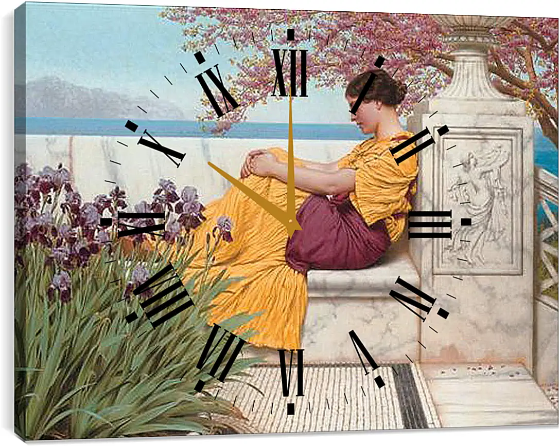 Часы картина - Under the Blossom that Hangs on the Bough. Джон Уильям Годвард