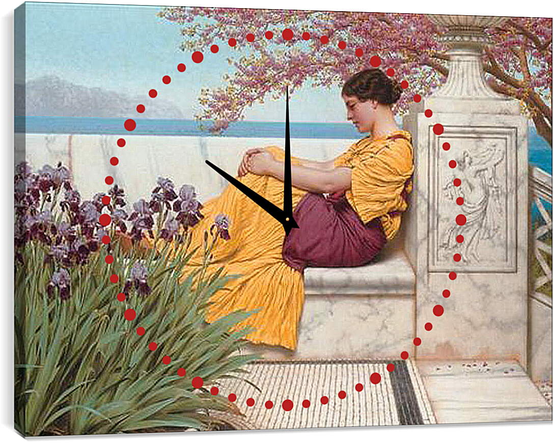 Часы картина - Under the Blossom that Hangs on the Bough. Джон Уильям Годвард